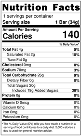 Vandal Bar Nutritional Facts